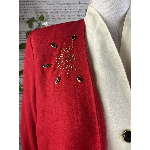 Vintage 90's Y2K Michael B Ltd. Vest Jacket 1pc size 10 Petite Red Gold Jewels - Picture 7 of 15